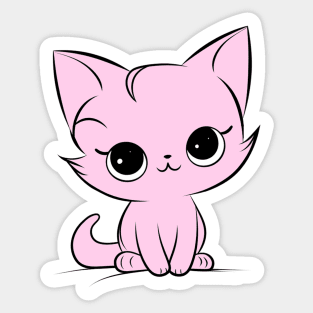 Сute  pink kitten Sticker